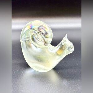Iridescent Snail Art Glass Paperweight